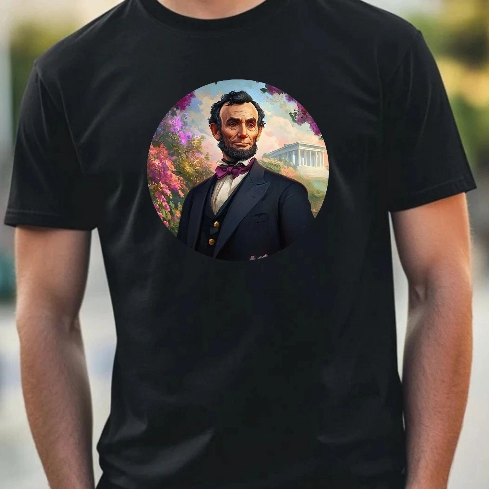 T-Shirt Herren Abraham Lincoln Portrait Motiv Baumwolle Größe XS bis 5XL S