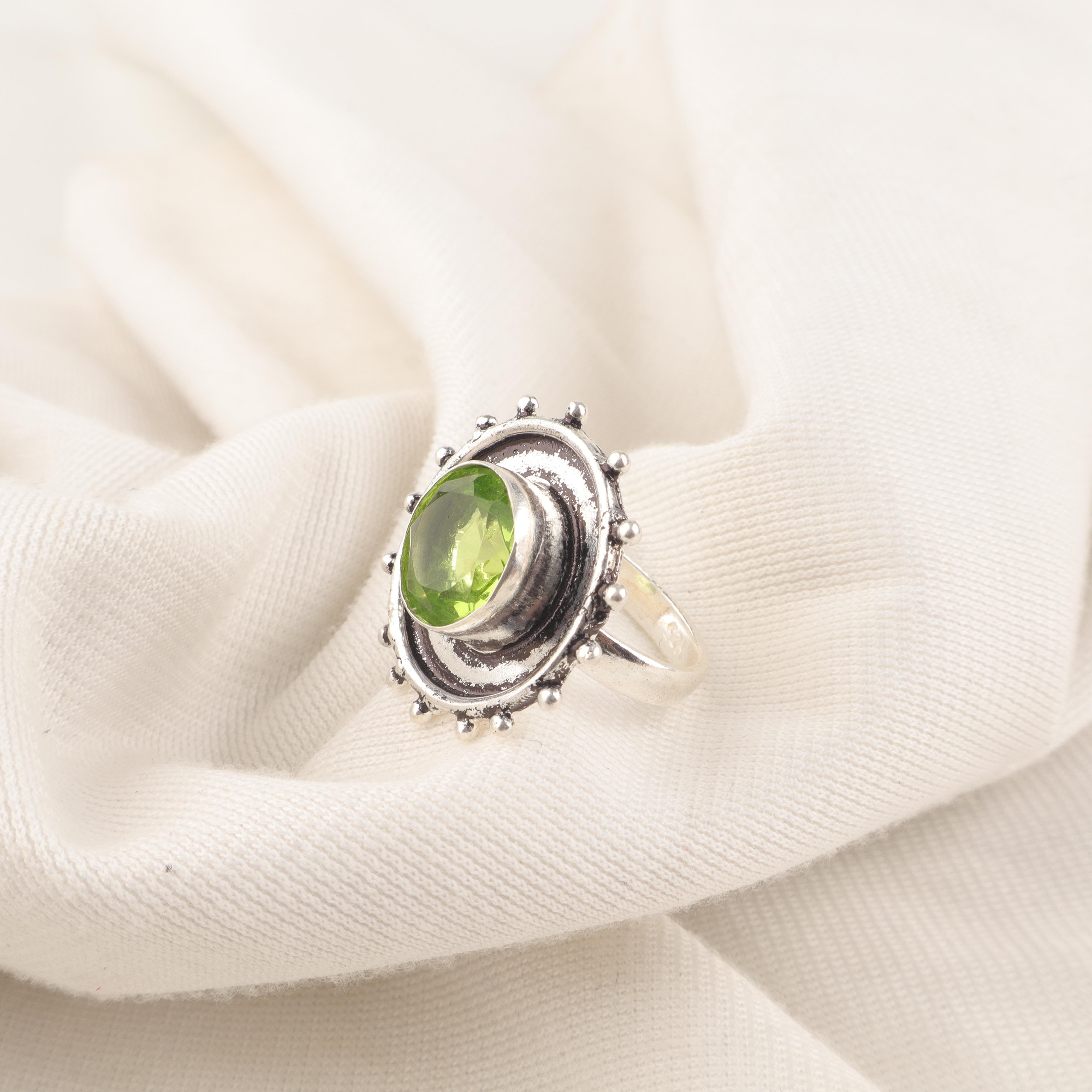 

Peridot Gemstone Jewelry, 925 Solid Sterling Silver Ring, Handmade Charming Jewelry, Gorgeous Silver Ring Gift For Women 12 зелёный