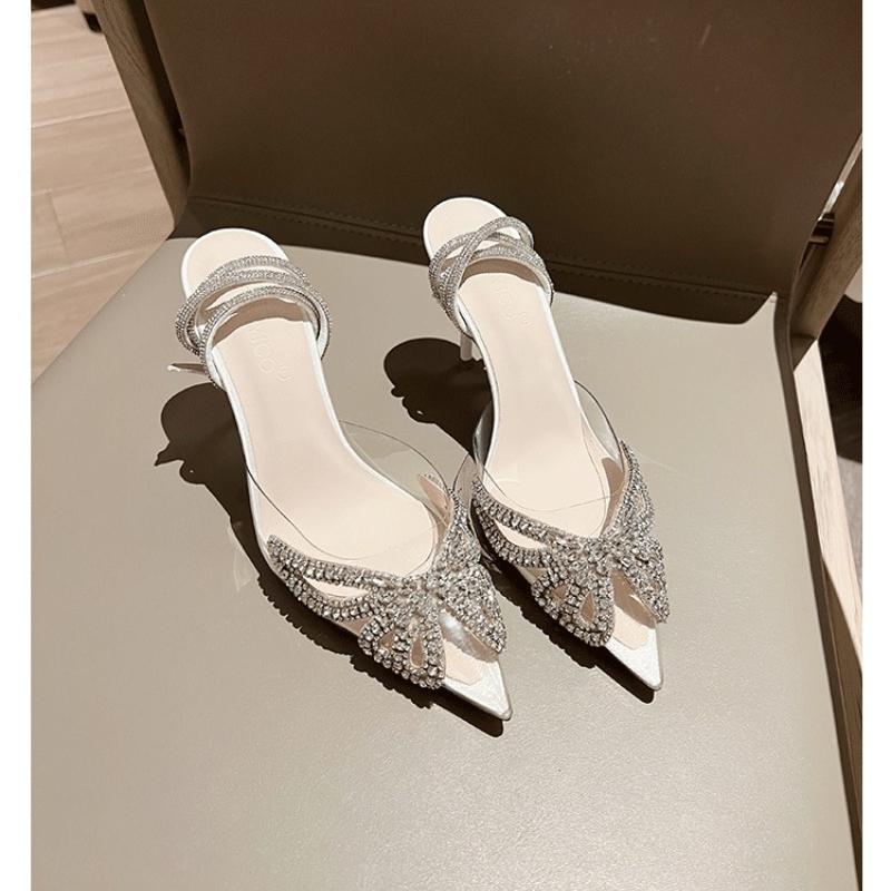 Ladies Sandals High Heel Pumps Shoes Summer New Rhinestone Flower Fashion Sexy Women Classic Wedding Shoes Bridal Pearl Sandals