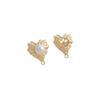 14K Copper-Plated Gold Lace Heart Bead Holder with Dangle Earrings & 925 Silver Needle for DIY Pearl Earrings