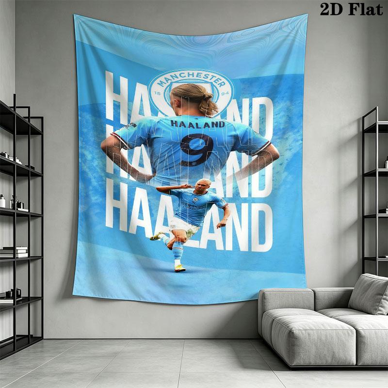 Erling Haaland Re Appeso a Parete Coperta in Tessuto Stampato Arazzi Decorativi per Camera da Letto Soggiorno Arredamento per la Casa