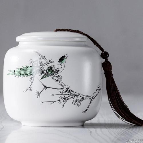 Creative Ink Painting Ceramic Storage Jar with Lid Sealed Tea Tin Candy Coffee Food Jar Storage Container Home Decoration Modern