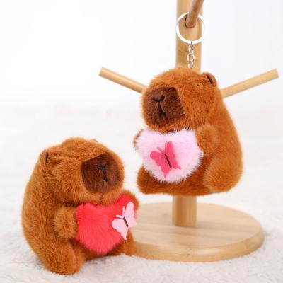 Capibara Doll Keychain, Bag Pendant, Capybara Doll, Butterfly Heart Pendant, Schoolbag Pendant, Keychain.