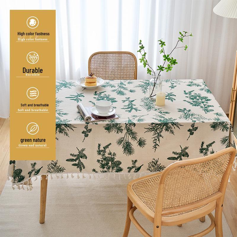 Pastoral Canvas Tablecloth with Tassel Lace