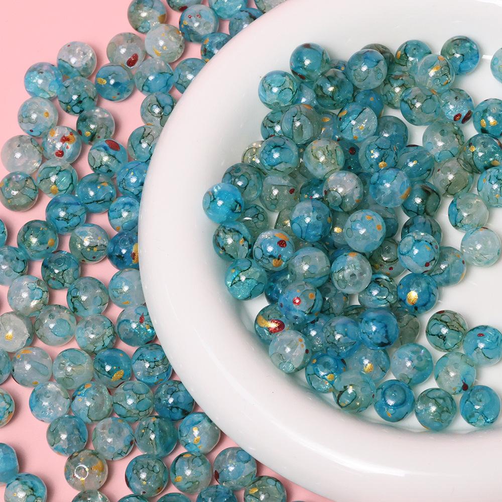 Yori 40pcs 10mm Imitation Crack Glass Beads Round Loose Spacer Beads for Jewelry Making DIY Bracelets Phone Chain Accessories