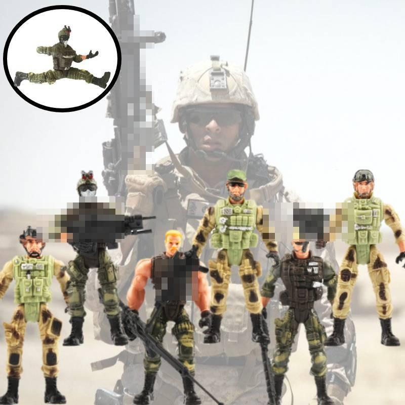 Kids Toy 6pcs Army Soldier Playset Game Realistic Figure Boy Gifts Christmas