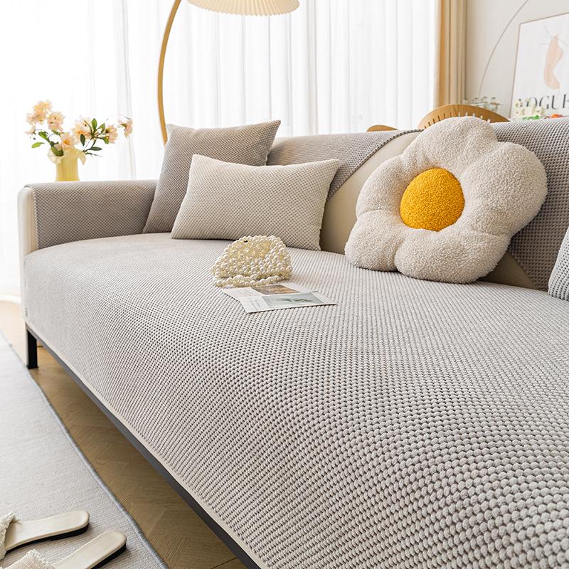 Corn Fleece Sofa Cushion Winter Plush Simple Modern Non-Slip Seat Cushion Autumn And Winter Rice Fleece Solid Color Sofa Towel