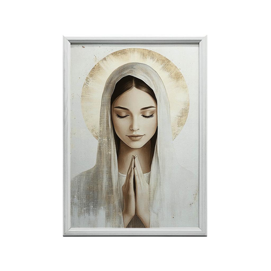 Matka Boża W Modlitwie Matka Boża W Modlitwie, 70X100 Cm, Rama Aluminiowa Czarna, Papier Matowy 230 Gsm