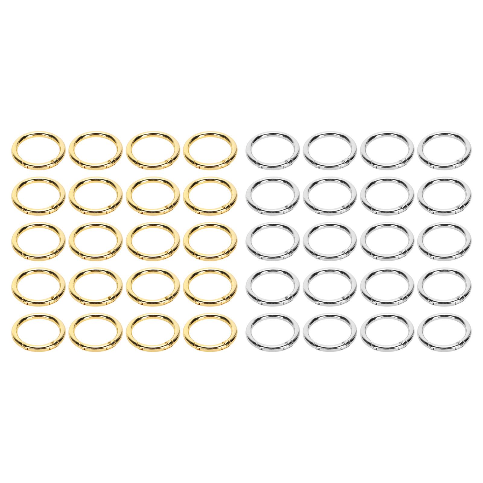 

20Pcs Spring O Rings 1.61in Diameter 0.2in Thick Strong Copper Compact Spring Buckles for Keychain N Gold Color