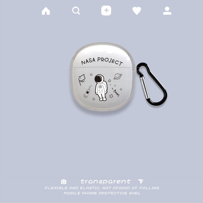 

Applicable to Qcy Ailybuds Lite Protective Case Minimalist Transparent Bluetooth Earbuds Case Silicone Drop-Resistant Soft Case QT29 Transparent-Spaceman + Hook