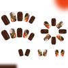 24pcs/set False Nails With Gold Foil Glitter ABS Press On Nails For Fall Winter Elegant Manicure MultiSize Reusable