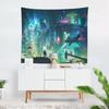 Aertemisi Cyberpunk Stadt Neon Futuristisch Ästhetik Tokio Japan Japanischer Anime Wandteppich Wandbehang Kunst für Schlafzimmer Wohnzimmer
