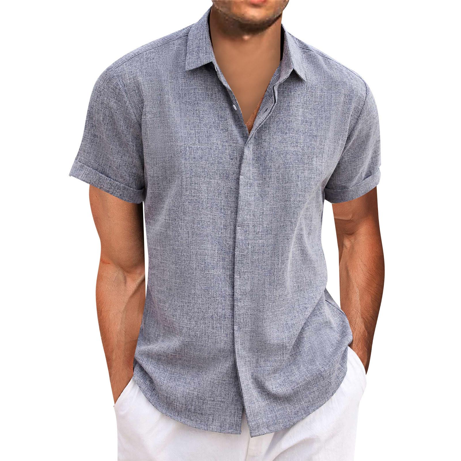 

Чоловіча гавайська сорочка, чоловіча вінтажна сорочка для боулінгу з коротким рукавом, літня пляжна сорочка XXXXL світло-сірий колір