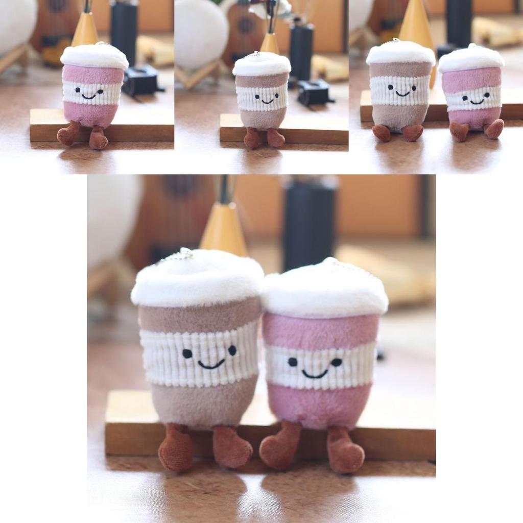 Plush Toy Keychain With Super Soft Short Plush Milk Tea Cup Design For Girls Backpack Charm Home Decor Gift