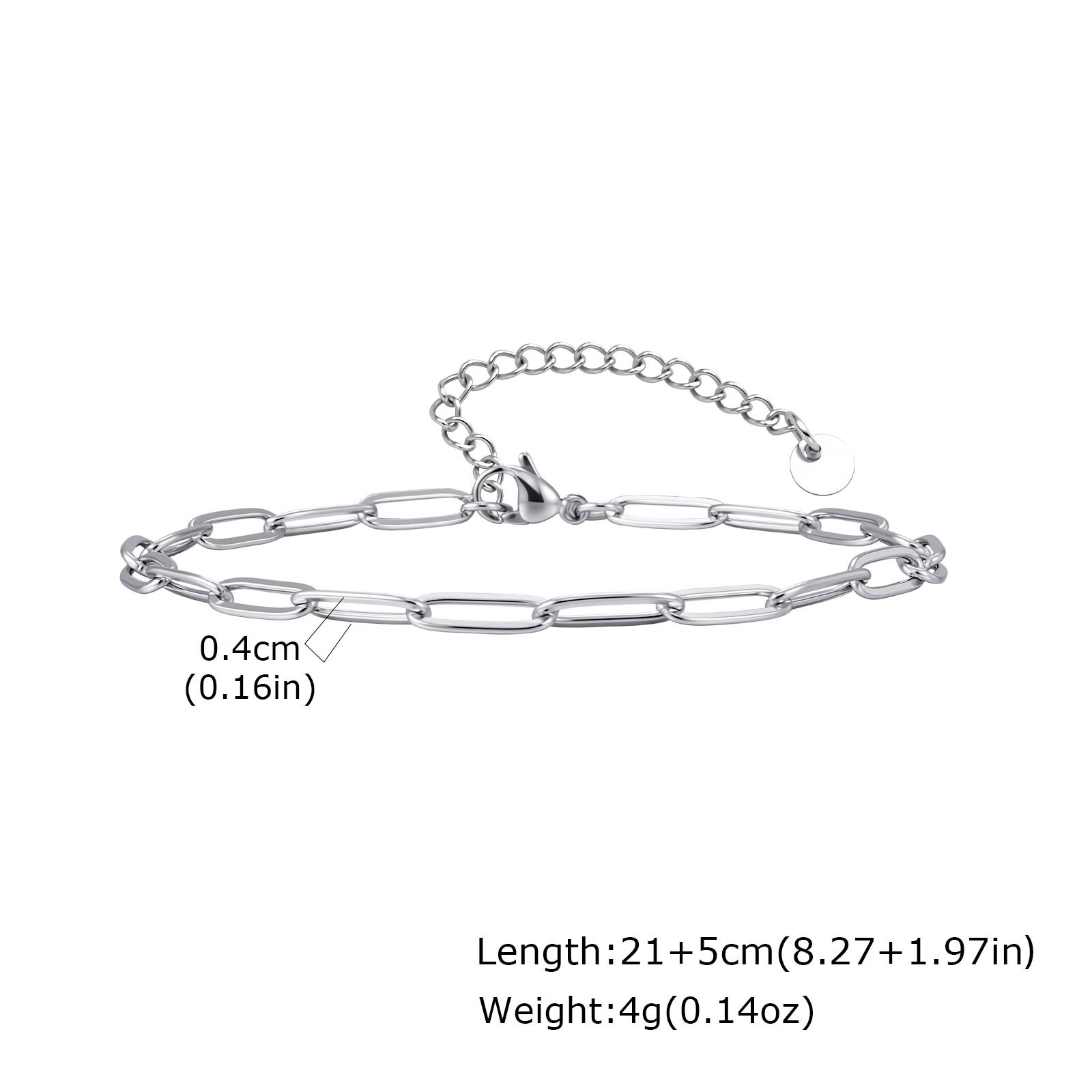 

Stainless Steel Rectangle Paperclip Chain Anklet Bracelet Silver Tone, Tarnish Resistant Summer Foot Chain Ankle Women Jewelry