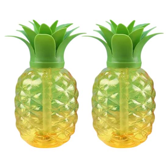 Pineapple Plastic Cup with Lid & Straw 500ml Strawberry Iced Coffee Wine Tea Mug Fruit Shaped Tumbler for Party Wedding Birthday