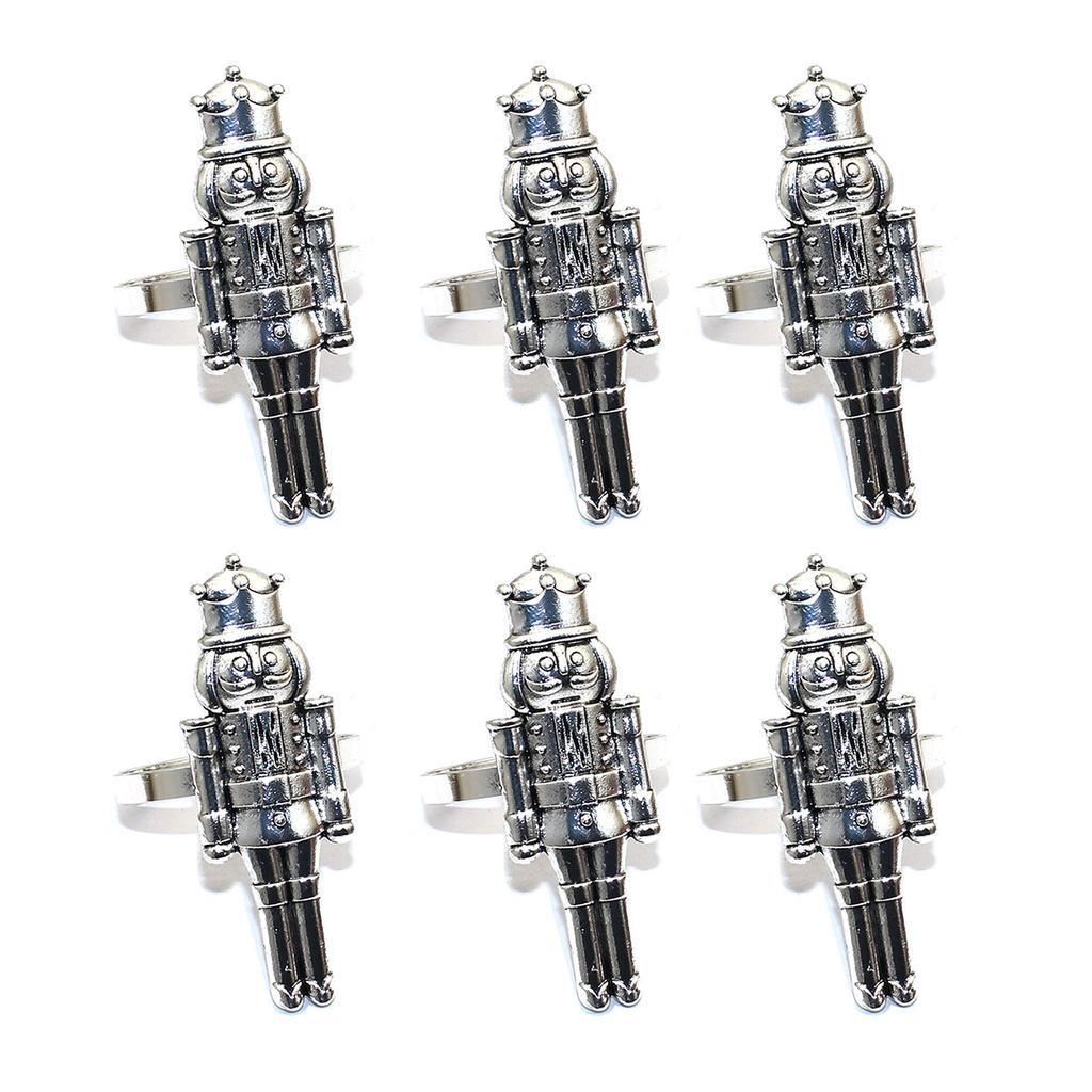 6 Stück Weihnachtsdekoration Nussknacker Serviettenringe Halter für Neujahr Hochzeit Zuhause Weihnachtsfeier Tischdeko Zubehör