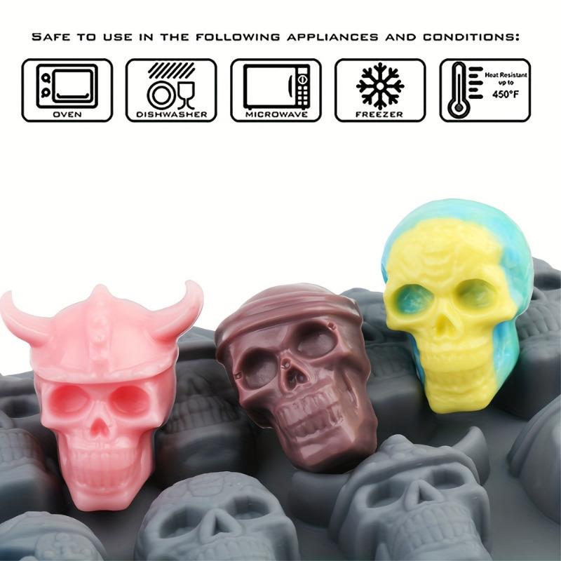 10-Kammer-Silikon-Totenkopf-Form, Lebensmittelecht, BPA-frei für Schokolade, Süßigkeiten, Eiswürfel, Kuchen Dekoration, Backen