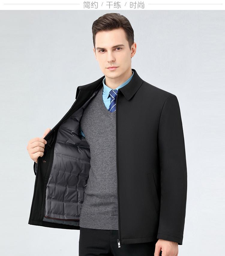 Autumn and Winter Men's Thickened Warm Coat Middle-aged Dad's Casual Lapel Detachable Down Jacket