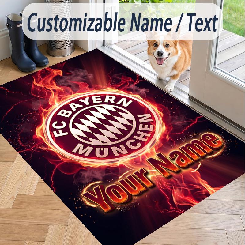 Custom Text Printed Rug Bayern Munich Non Slip Floor Carpet For Home Room Decor