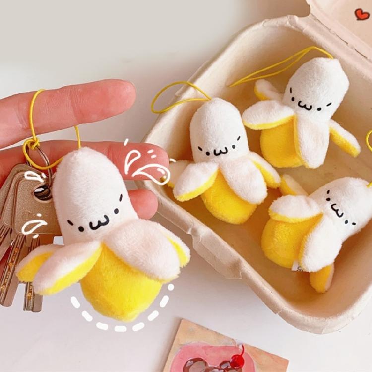 Playful Banana Keychain Toy Soft Plush Keyring Colorful Key Chain Accessories for Women and Men Car Interior Decoration