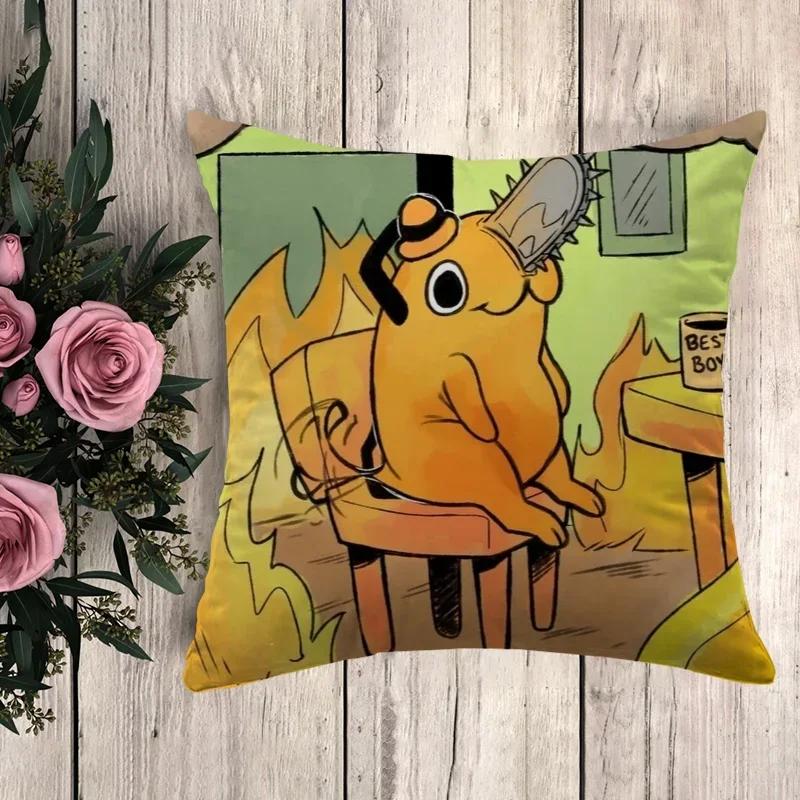 

Аниме Подушка Человек-бензопила Декоративные подушки Наволочки Декоративная наволочка Осенний декор Чехол для подушки Украшение для автомобиля 66x66cm бордовый