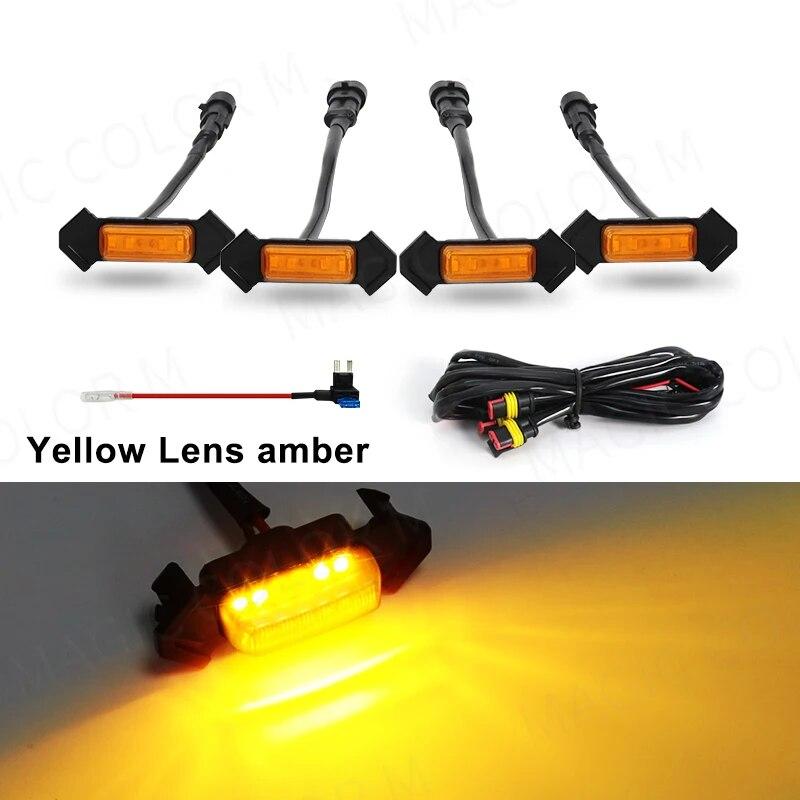 

Для Toyota Tacoma 2016 2017 2018 Автомобильная светодиодная решетка, стробоскоп, предупреждение, дневные ходовые огни, сетка DRL, белый, янтарь, 4 шт. Yellow Lens Amber