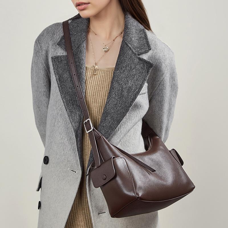 First layer vegetable tanned cowhide happy hobo bag, shoulder toast bag, leather large capacity women's casual shoulder messenger bag