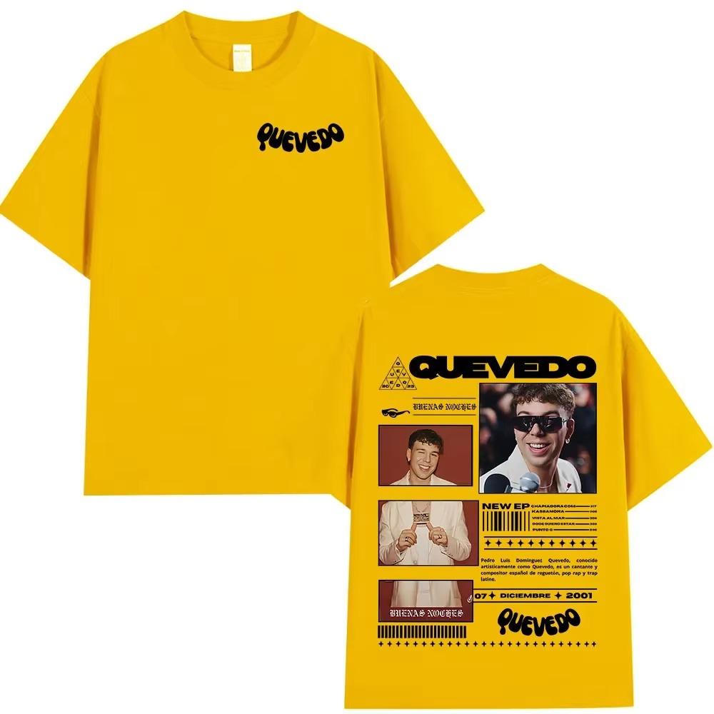 Rapper QUEVEDO 2025 BUENAS NOCHES T-shirt Men Women Fashion Hip Hop T-shirts Summer Casual Loose Short Sleeve T Shirt Streetwear