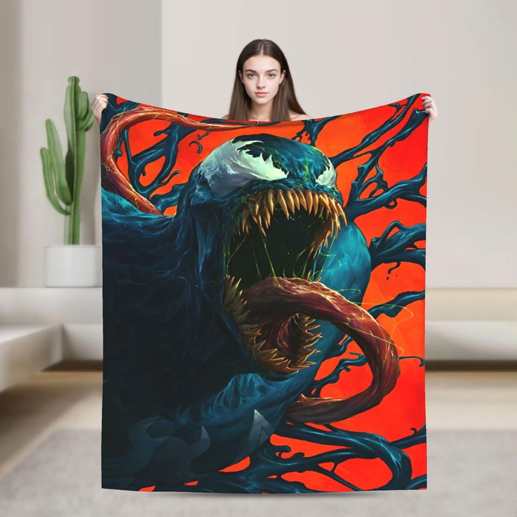 Venom cartoon Blanket Travel Office Flannel Throw Blanket For Couch Chair Sofa Bed Soft Design Quality Bedspread Gift