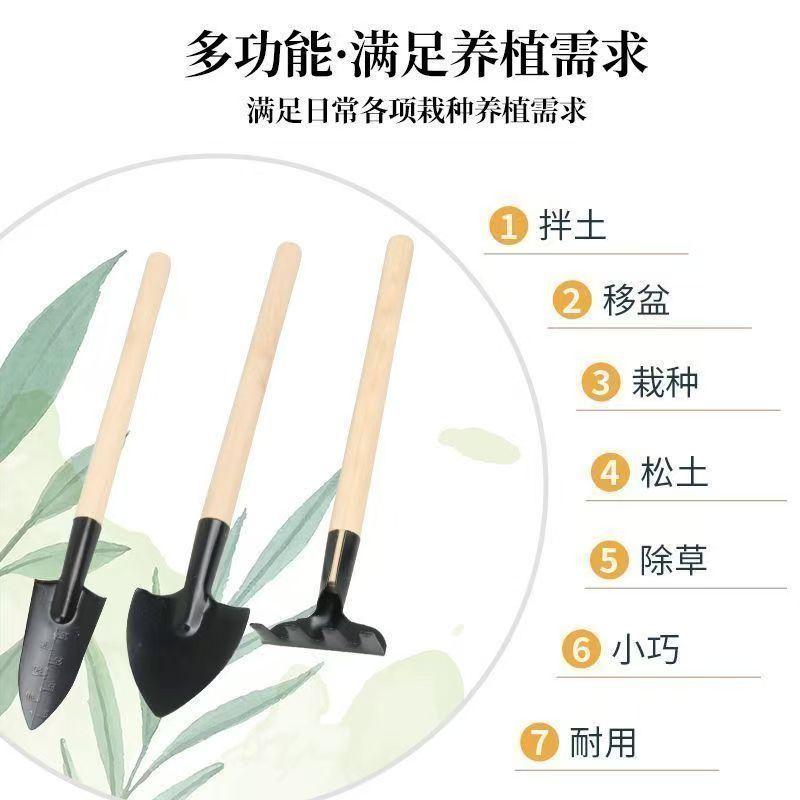 Flower Planting Tools, Household Three-Piece Set, Vegetable Planting, Flower Growing, Succulent Shovel, Soil Loosening Rake, Spade, Gardening, Small S (as the picture,Thin pole three-piece set)