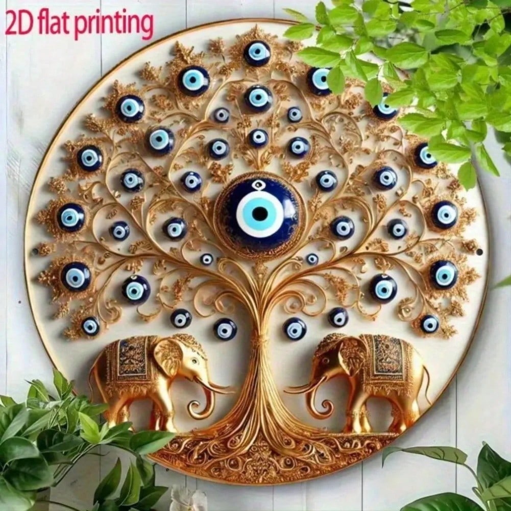 Винтажное жестяное настенное искусство Знак «Сглаз» Декоративный металлический подвесной элемент Декор для дома 20x20