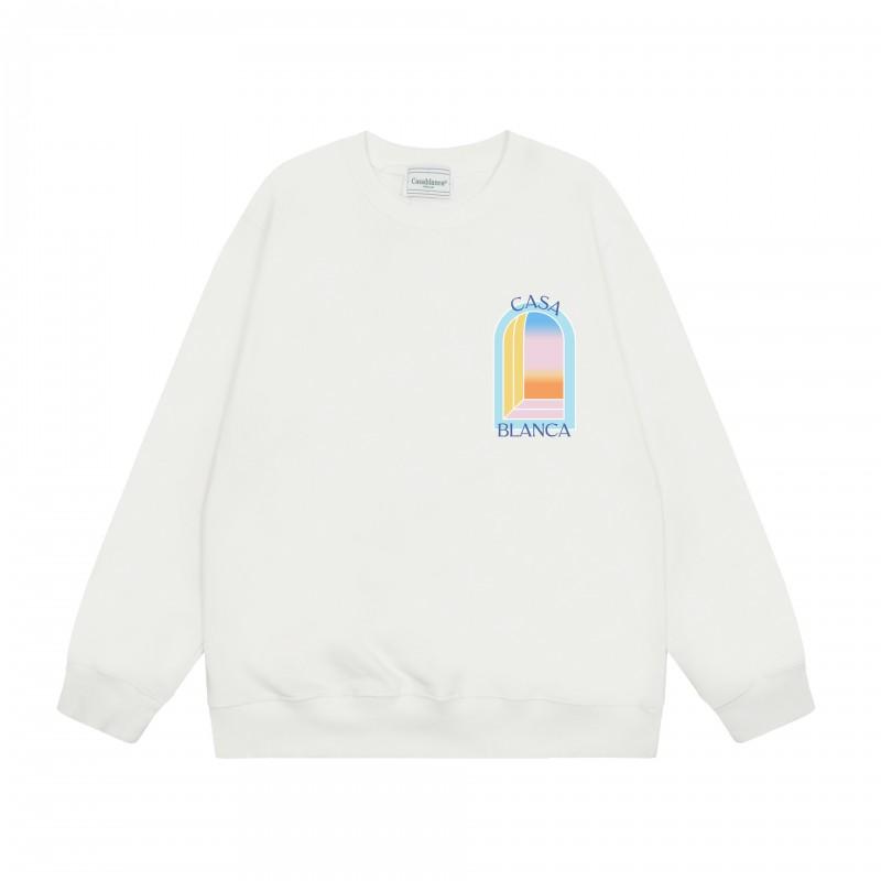 Winter CASA Hoodie Rainbow Letter Print Crew Neck Loose Long Sleeve Sweatshirt Men Women
