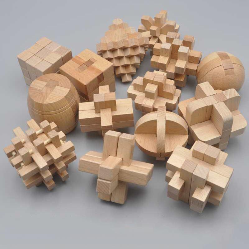 Luban Lock Puzzle Unlock Interlock Game IQ Test Wooden Brain Teasers For Adults Kids Logic Smart Mind Challenge Educational Toys