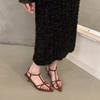 Fashion Women Fashion Sandals Thin Low Heels Pointed Open Toe Ankle Strap Dress Shoes Solid Color Summer Ladies Thin Low Heels Sandals