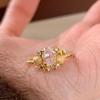 Romantic pink diamond engagement ring new in retro brushed star studded diamond Female Ring adjustable wedding