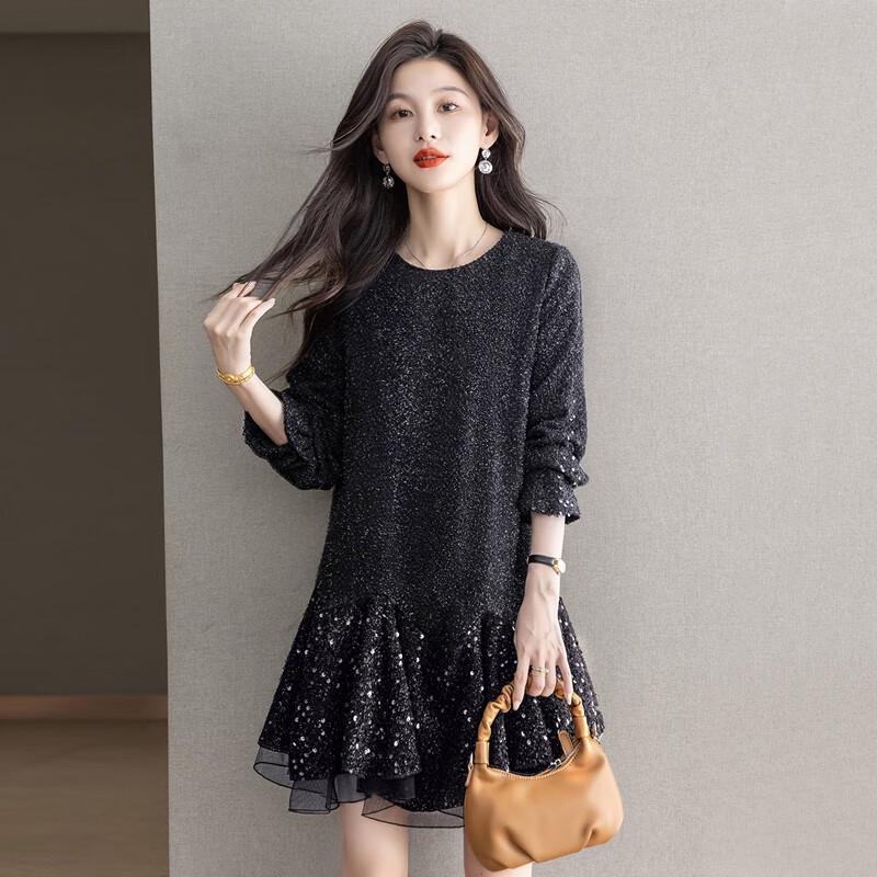 Sispers Women's Sequin Mesh A-Line Mini Dress