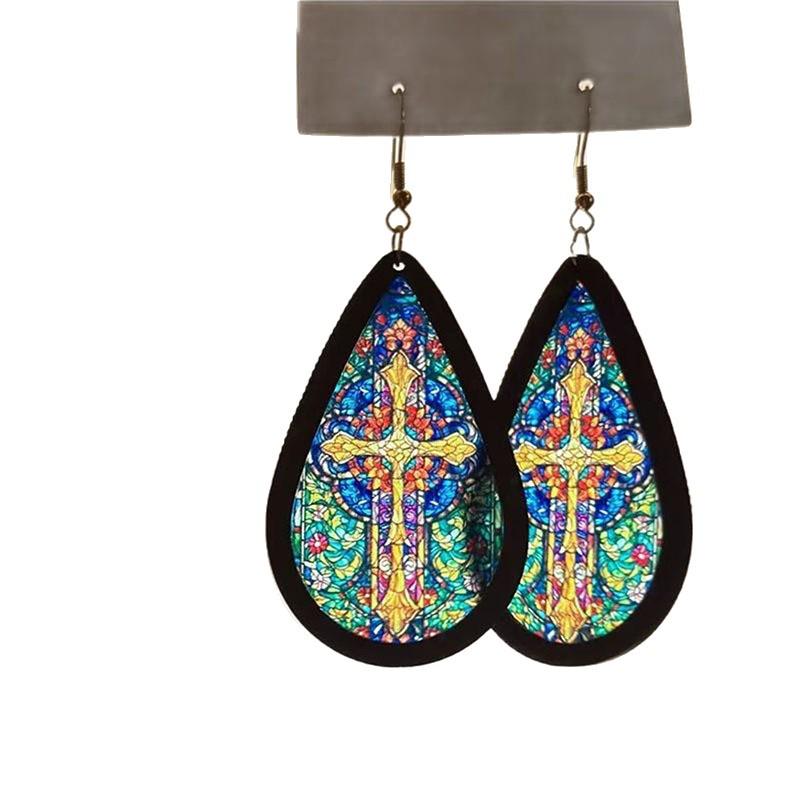 Orecchini Pendenti Etnici in Legno a Forma di Goccia d'Acqua - Semplici, Retrò, Eleganti, Versatili Accessori per Orecchie.