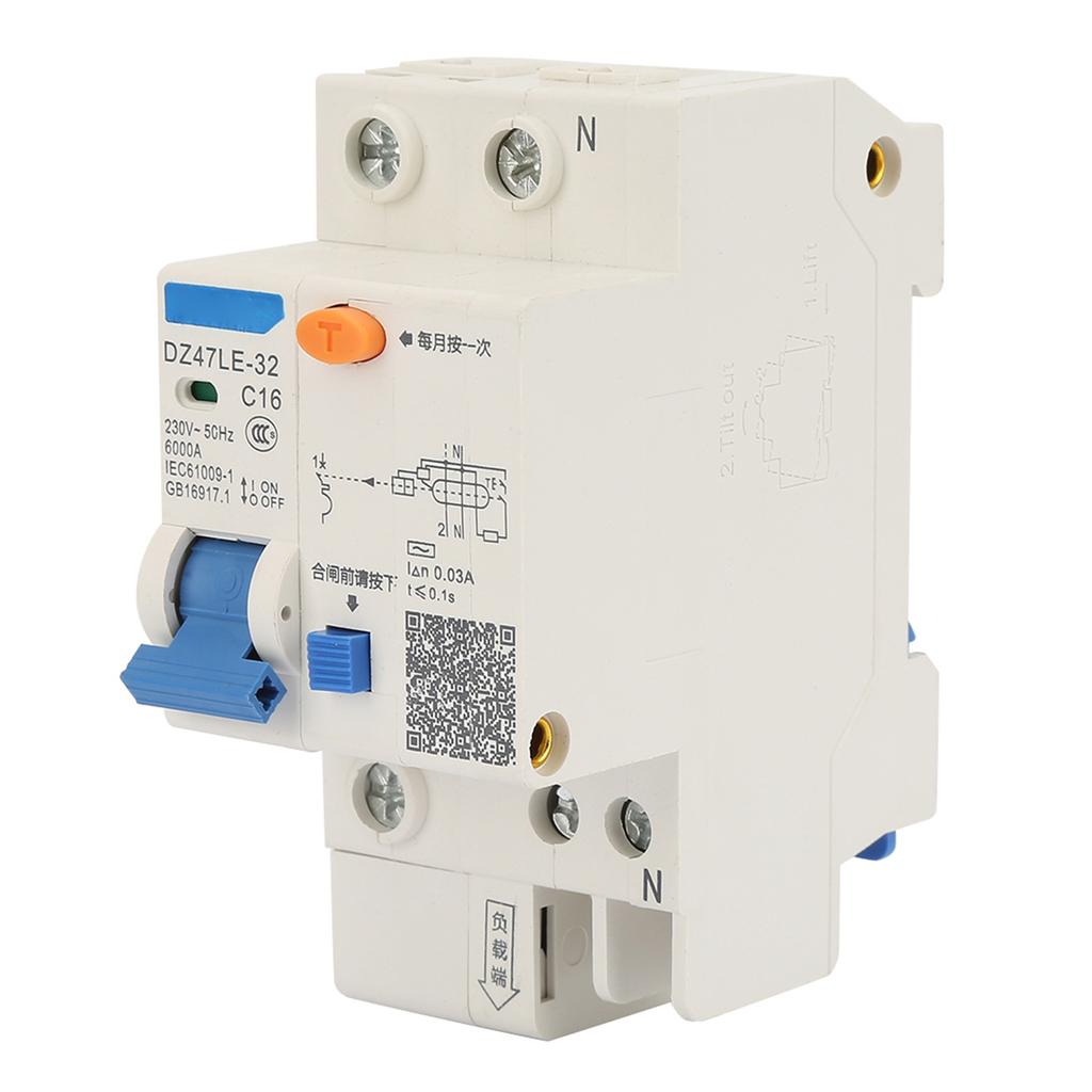 DZ47LE 32 1P+N 16A 230V Earth Leakage Safety Protection Circuit Breaker (16A)