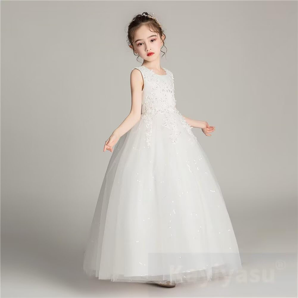 Dress Piano Recital Girls Formal Long Dress Wedding Graduation Party Embroidery Kindergarten Entrance Ceremony Suitable for Years Old [Kayiyasu]