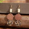 Fashion Wooden Bead Spliced Leather Dangle Earrings Western Vintage Texture Niche Stylish Slim Face Elegant Commute Earrings