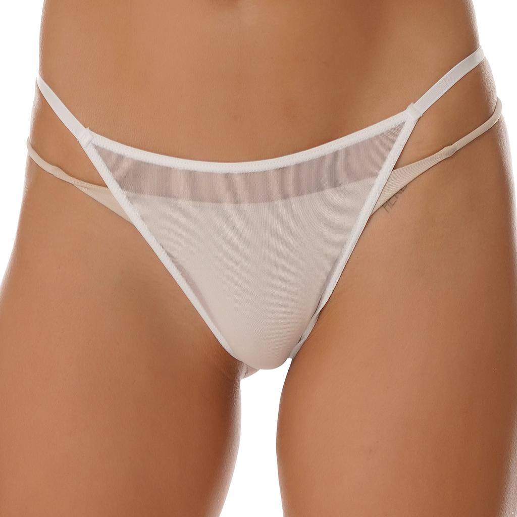 Womens Micro See Through Thong Low Waist Elastic Waistband Sheer Panties Briefs Lingerie Underwear