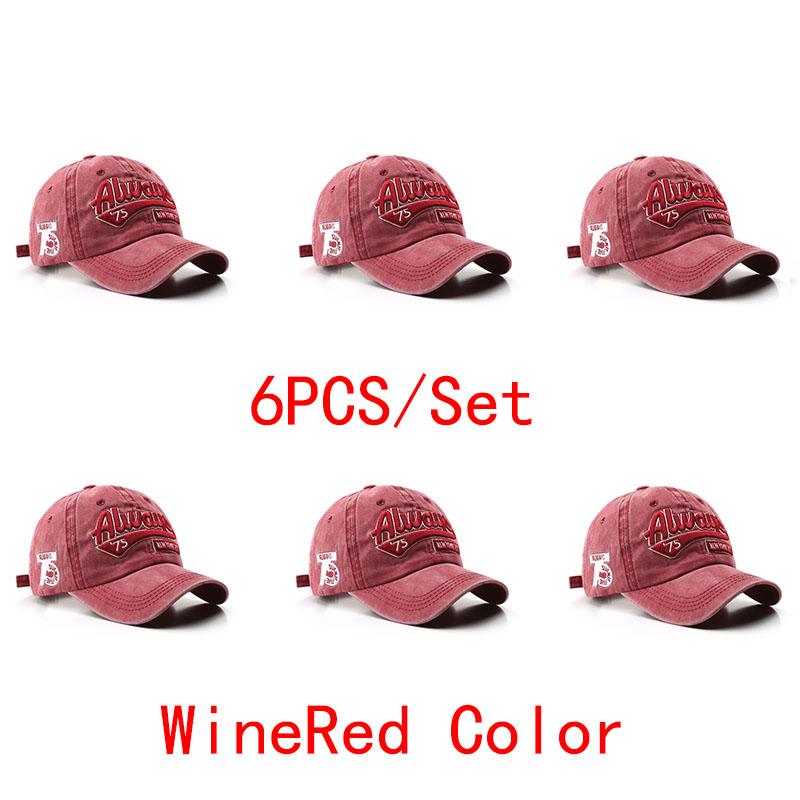 6PCS Embroidered Baseball Cap For Women Men New Spring Summer Solid Sunhat Retro Washable Sport Snapback Cap Hip Hop Fishing Hat