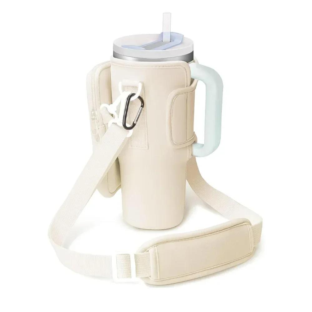 Neoprene Water Bottle 40oz Cover for Stanley Quencher Cup Insulated No-slip Anti-fall Protective Sleeve with Strap Pocket