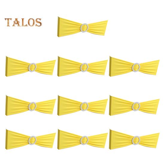 

10 шт. чехлов на спинки стульев, однотонные, с круглой пряжкой, эластичные многоразовые ремни безопасности для вечеринок, свадеб, торжеств, банкетных стульев, стульев для столовой в отеле жёлтый