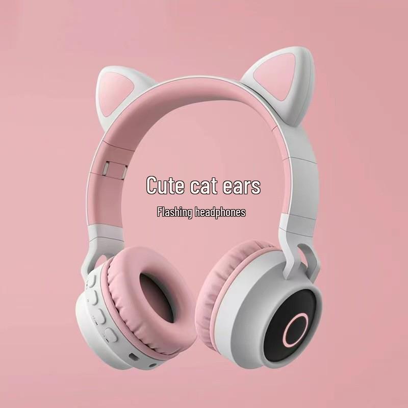 Cat Ear Luminous Bluetooth Headset: Over-Ear Wireless Headphones Compatible with Mobile Phones