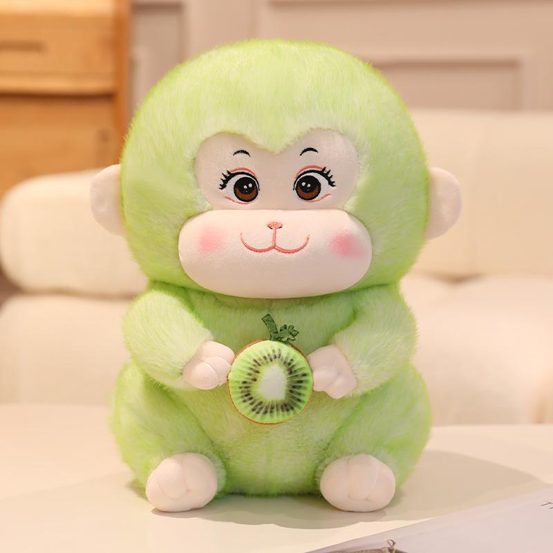 18-45CM Kawaii Monkeys Holding Kiwifruit Plush Toys Lovely Monkey Pillow Small Monkey Keychain Toy Stuffed Soft Animal Toy Gift