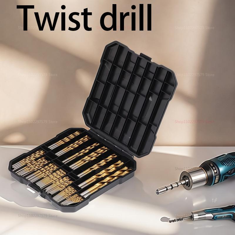 99 Pieces Titanium Twist Drill Bit Set High Speed Steel Durable for Wood Cast Iron Metal Drilling Anti Rust