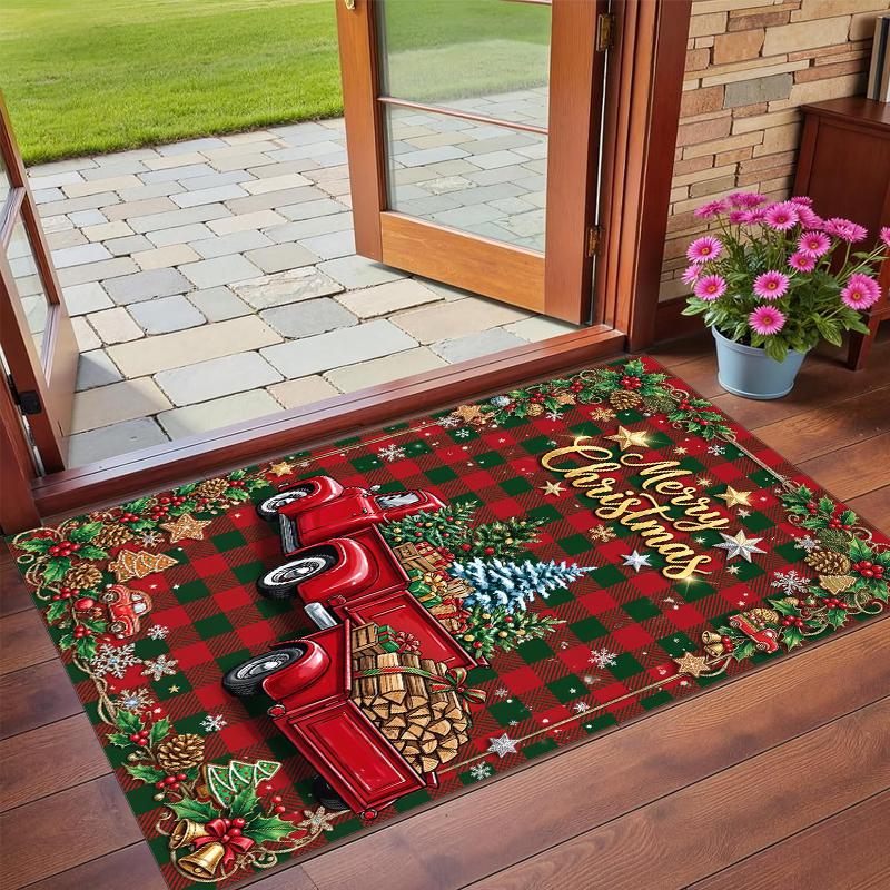 Tapis Carré Imprimé Noël Tapis de Sol Doux Antidérapant Pour Chambre à Coucher Cadeau de Fête