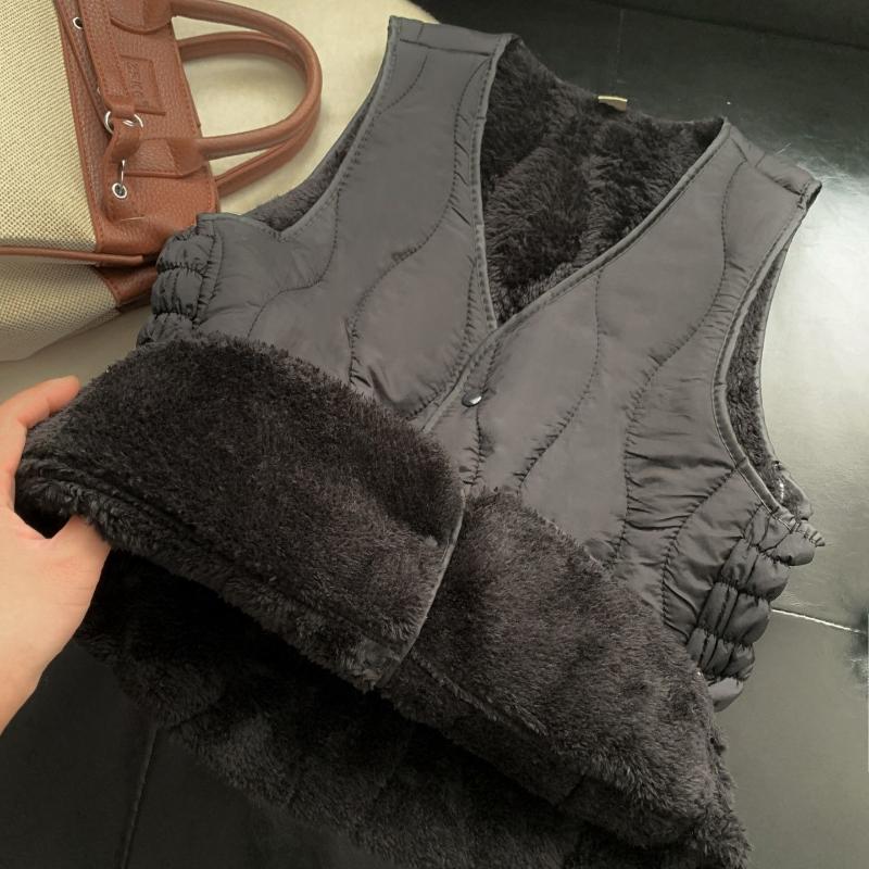 Ladies' Velvet Warm Vest Women's Slim Fit Windproof V-neck Inner Liner Winter Comfort Woman's Single Breasted Tank Tops